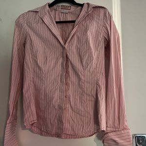 Pink Size 8 Slim Fit Stretch Button Down